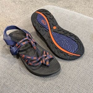 Chaco Women's Black Sandals with Orange Accents and Blue accents